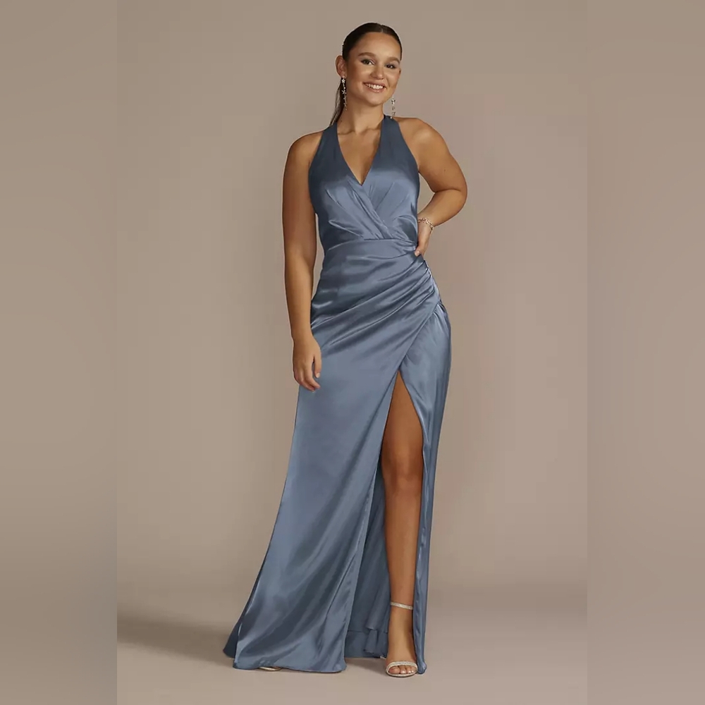 Galina Signature | Charmeuse Halter | Steel Blue | Dress